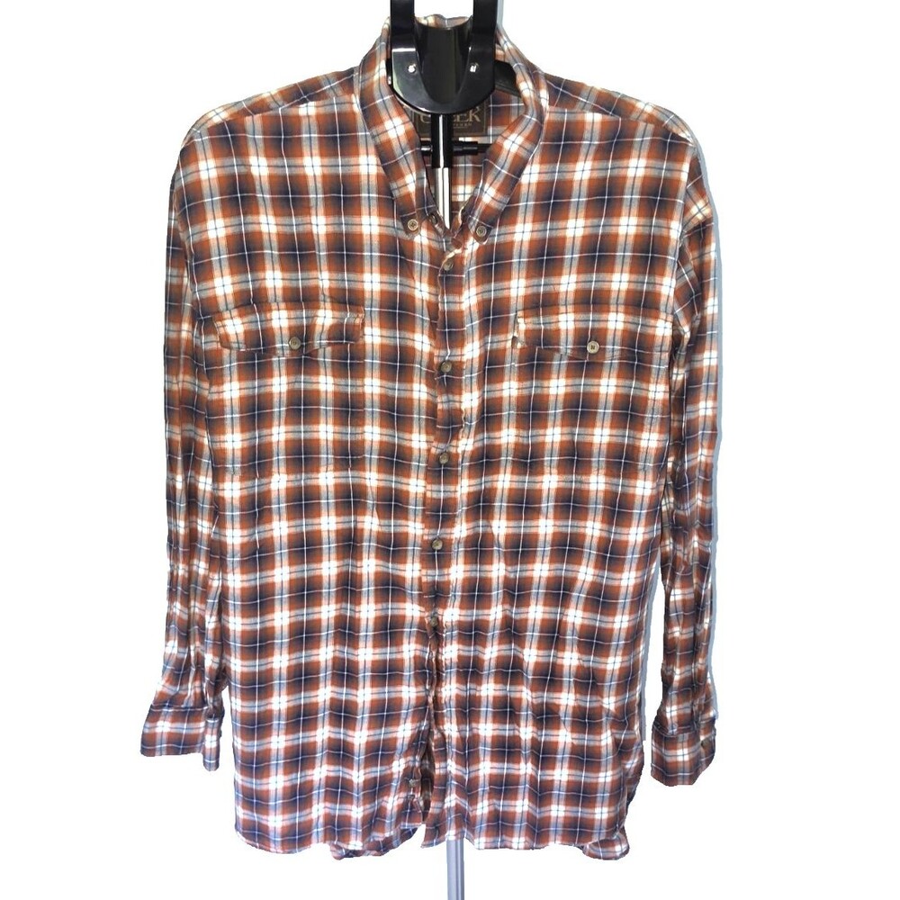 Madison Creek Outfitters Plaid Brown Blue Button Front Shirt Top Size XXL 2XL